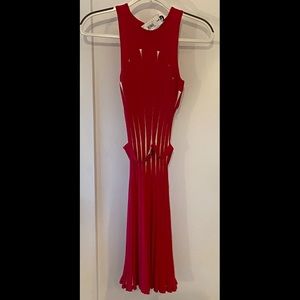 NWT 2013 Versace fit & flare ribbed knit belted dress-IT40 pleated accordion